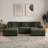 Milbrey 5-Piece Upholstered Green Corduroy Modular Sectional Sofa With Removable Ottomans & Throw Pillows-1062816605