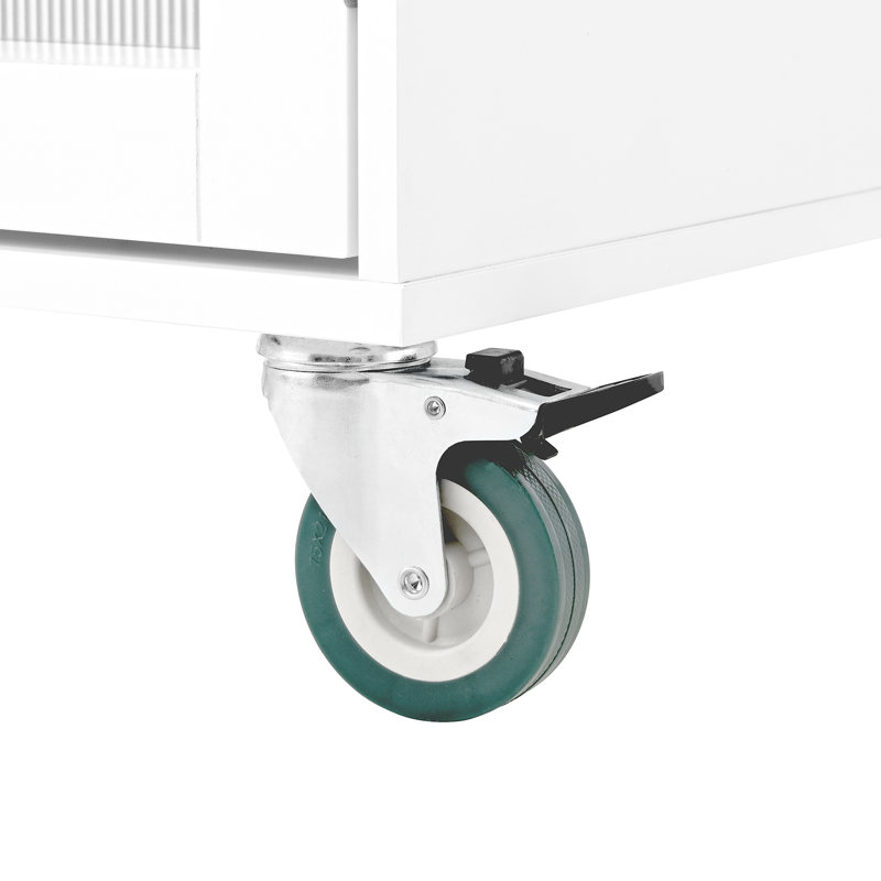 Kitchen Island Trolley With Drop - Leaf Counter Workspace, 2 Drawers, Door Unit, Towel And Spice , White , 48.49 In Long, Easy To Move Work Surface, Cupboard Space, White, Rubberwood Countertop,