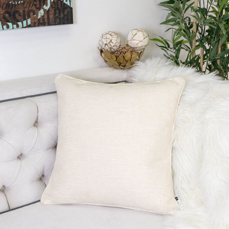 Braxston Square Pillow Cover & Insert, Ivory