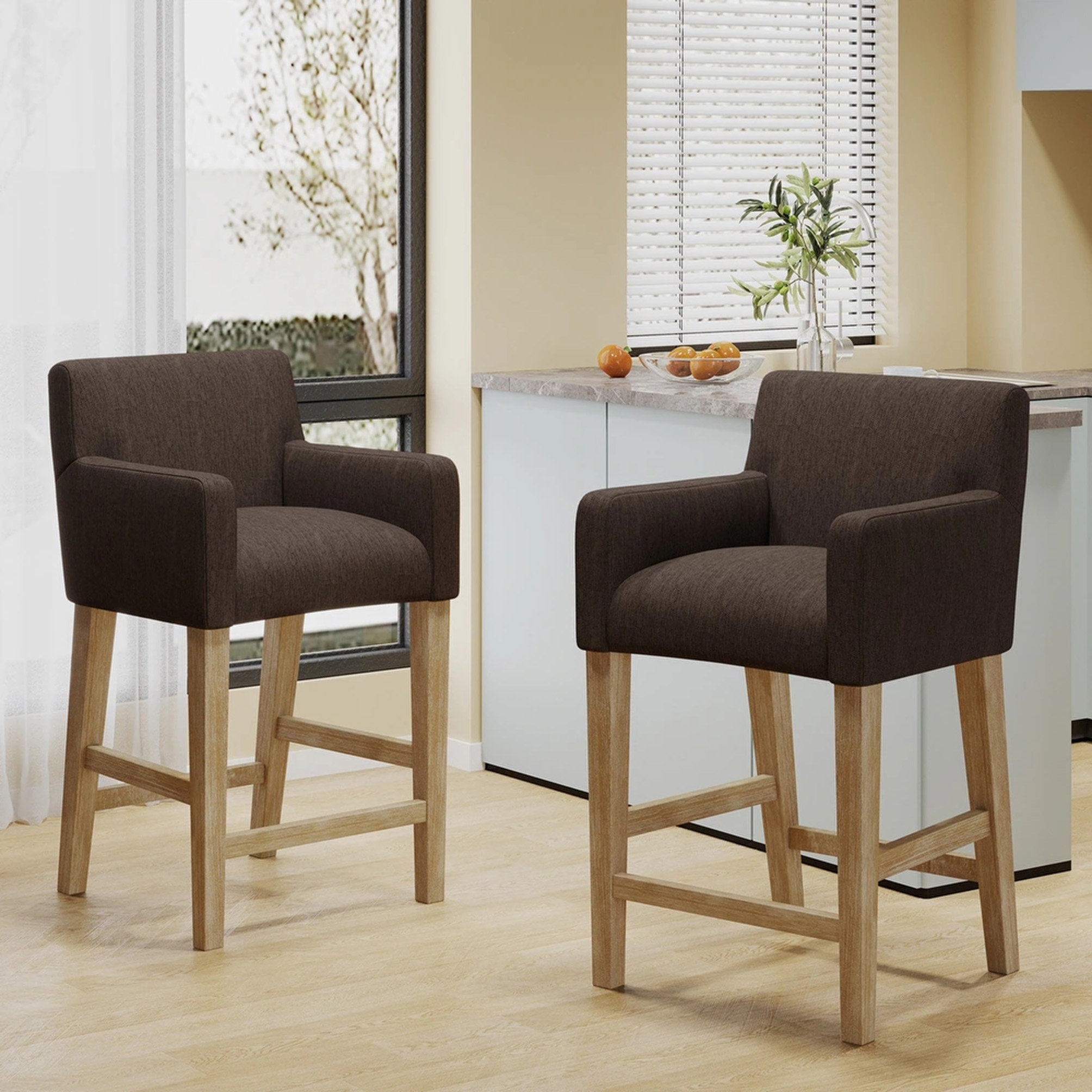 Rosalind Wheeler Upholstered Counter Height Barstools | Wayfair