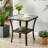 Square Wicker Rattan Side Table With Built-in Glass