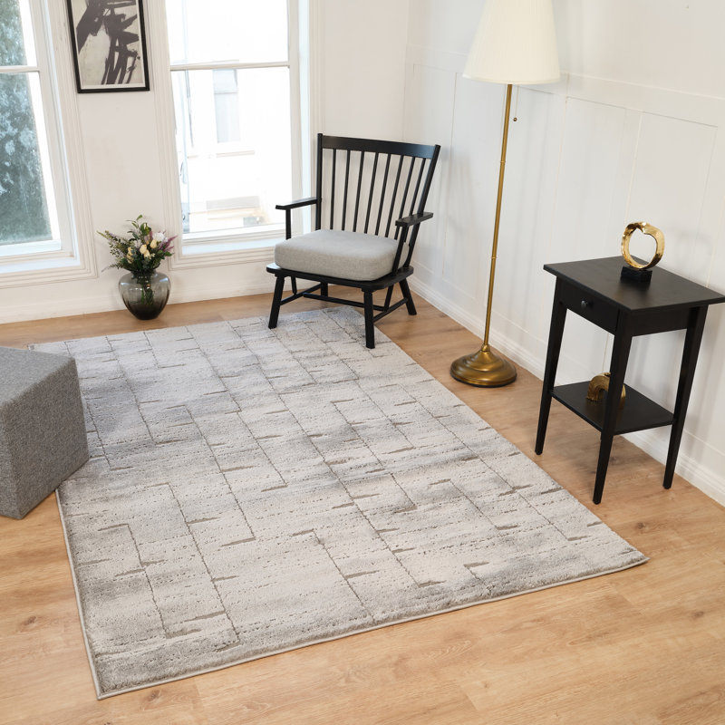 Leonetti Collection Transitional Abstract Grey Area Rug, Rectangle 7' x 10'