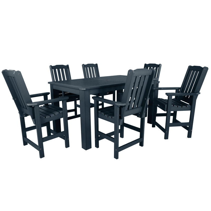 Kile 6 - Person Patio Dining Set with Rectangular Table, Federal Blue, 72" L x 42'' W x 36'' H