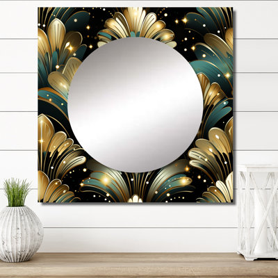 Miroir riche en or et émeraude