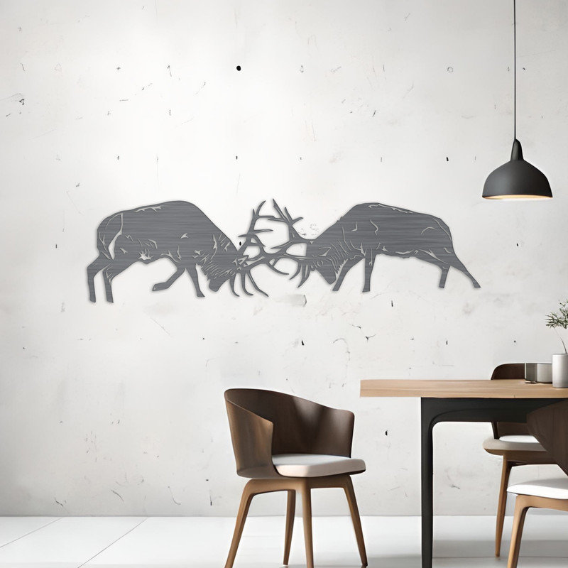 Décoration murale élan Dueling - ACM, H 6,4 po x l 24 po x P 0,25 po, Noir