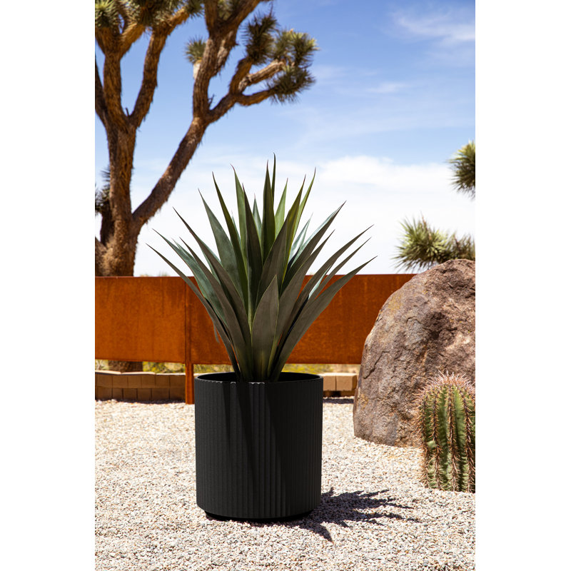Demi Series Round Planter, 19.75" H x 18.5" W x 18.5" D, 2, Black