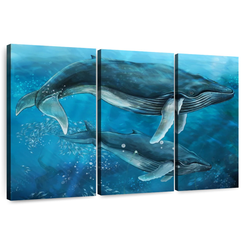 Majestic Humpback Whales, 32" H x 50" W