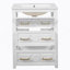 Ensemble de meuble-lavabo simple 24 po avec lavabo en céramique, ensemble de meuble-lavabo autoportant avec 3 tiroirs, cadre en bois massif, blanc-1403532251