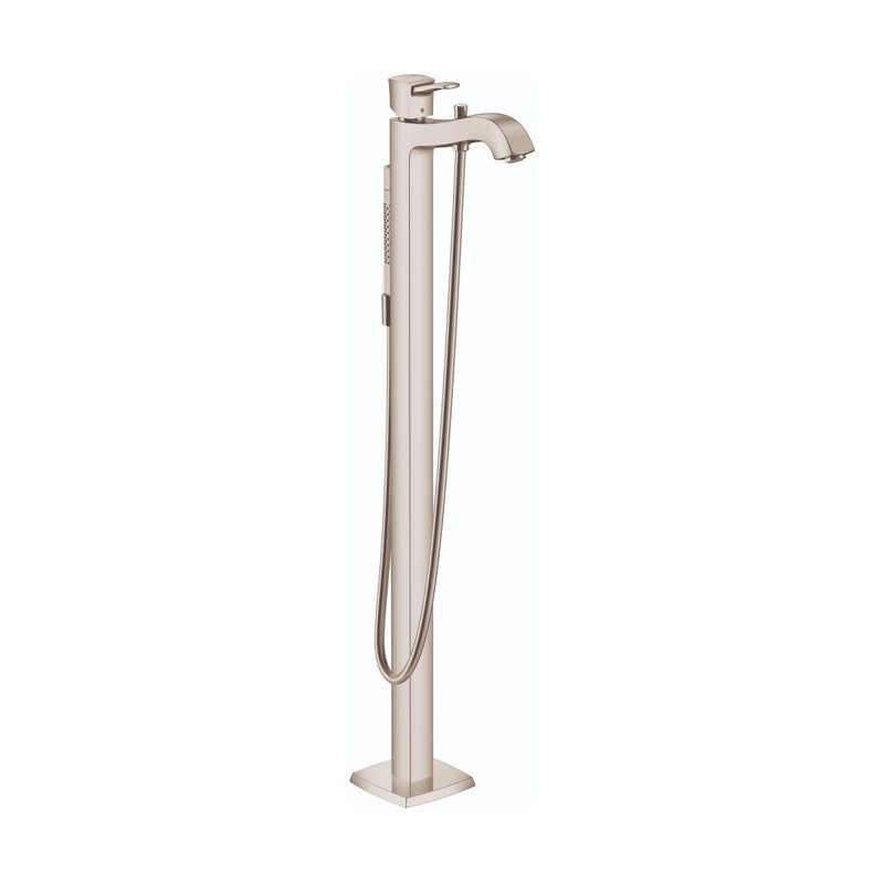 Metropol Classic Single Handle Floor Mounted Freestanding Tub Filler Trim with Hand Shower, Brushed Nickel