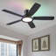 Ventilateur de plafond encastré moderne de 52 po avec lumières et télécommande, réversible et 5 pales à double face-1012272282