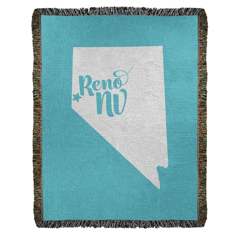 Jeté en coton tissé reno nevada, l 60 po x L 80 po, Bleu sarcelle