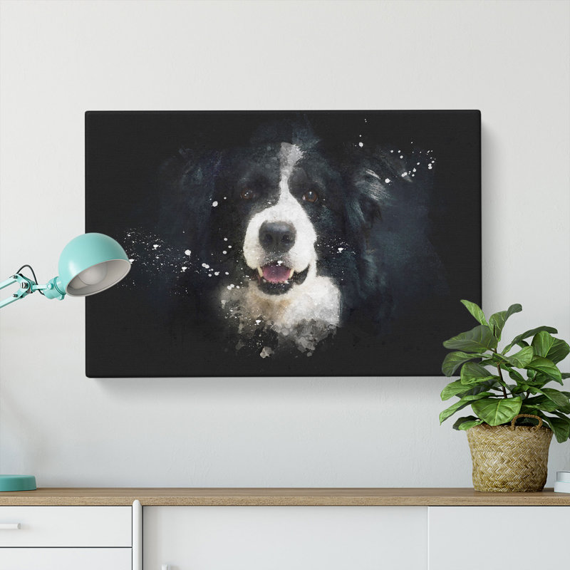 Portrait Of A Border Collie Dog - Wrapped Canvas, 35cm H x 50cm W x 3cm D