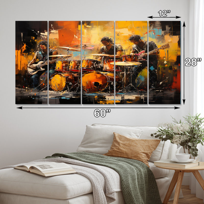 «Yellow Black Jazz Band I», art mural sur toile