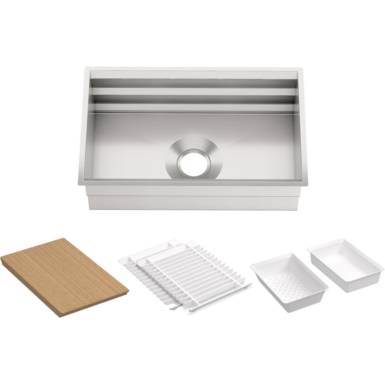 Kohler Vault 33 Double Basin Top-Mount/Under-Mount 18-Gauge Stainless  Steel Kitchen Sink with SilentShield and Bottom Sink Rack