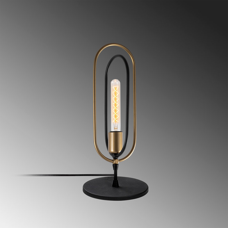 Lampe de table moderne en métal, noir et or, 5,9 x 5,9 x 14,9 pouces | Douille E27 (40 W maximum) | Conception élégante avec câble de 78,7 pouces | Parfait pour le salon, la chambre à coucher et le bureau | Homologué IP20 pour une utilisation à l'intérieur