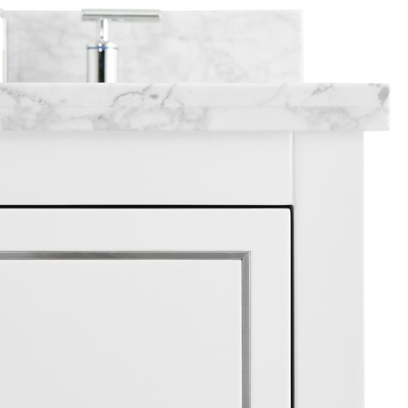 Province 24" Freestanding Standard Single Bathroom Vanity with Top, White/Silver, Brushed Nickel