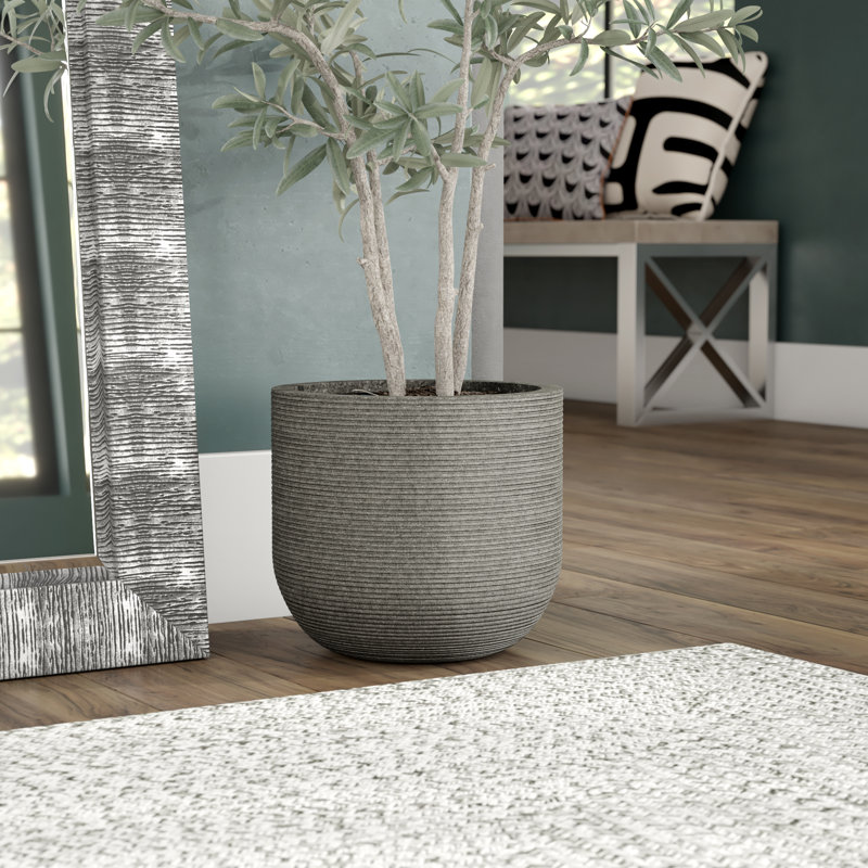 Crompond Handmade Pot Planter, Gray, 14.5" H x 16.5" W x 16.5" D
