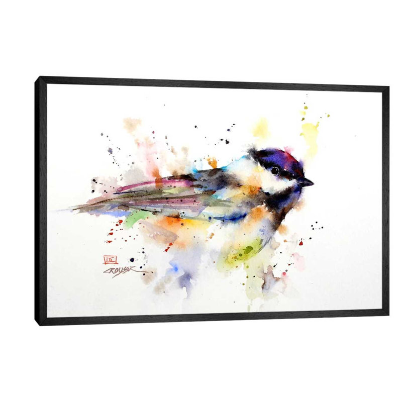 Bird by Dean Crouser - Floater Frame Painting on Canvas, Black