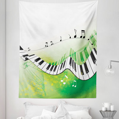 Music Piano Keys Curvy Fingerboard Summertime Entertainment Flourish Tapestry