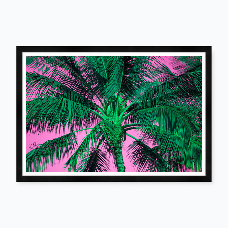 Palmier tropical en rose et vert - photographie avec cadre photo
