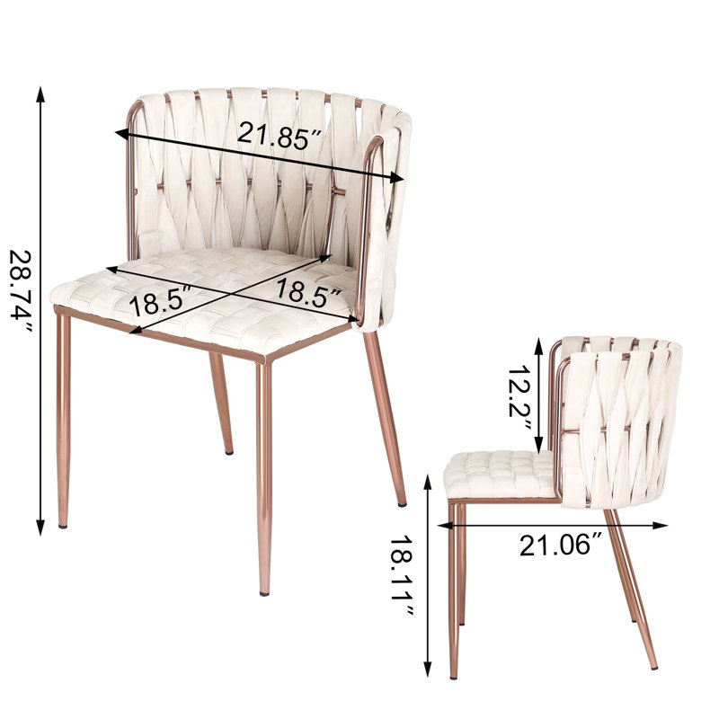  18'' H Velvet Upholstered Metal Side Chair, White