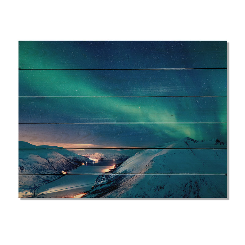 Northern Lights In Alaska I sur impression sur bois, H 10 po x l 20 po x P 0,78 po