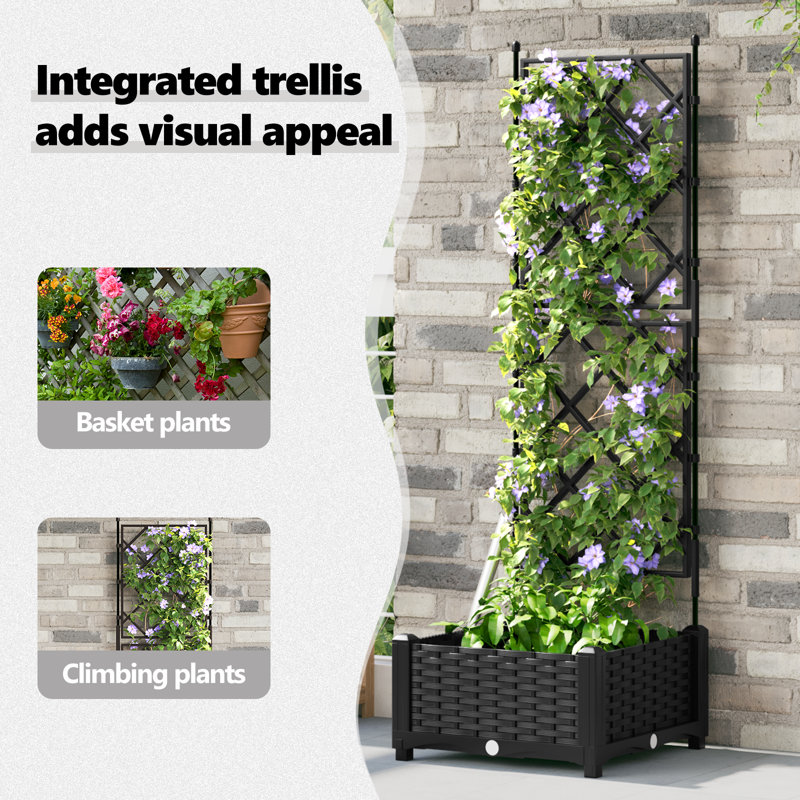 Garden Planter Steel Outdoor Container Modern Decor Terrace Stylish Pot, 125.5cm x 40cm x 40cm, Black