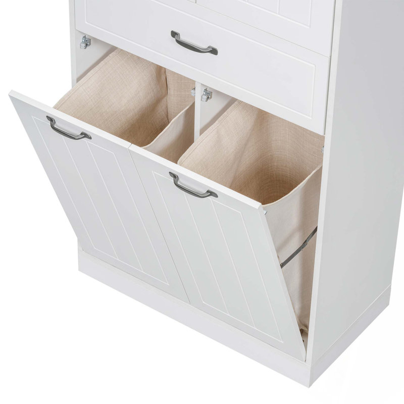 Armoire de rangement pour salle de bain avec deux paniers à linge, armoire de rangement avec portes et tiroir pour la maison