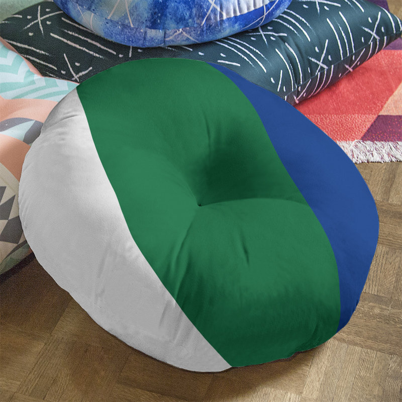  Coussin de sol touffeté, H 30 po x l 30 po, Côté blanc / Milieu vert
