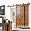 Ensemble de quincaillerie à deux portes à double rail noir avec motif de flèche noire rustique (porte non incluse)-576669611