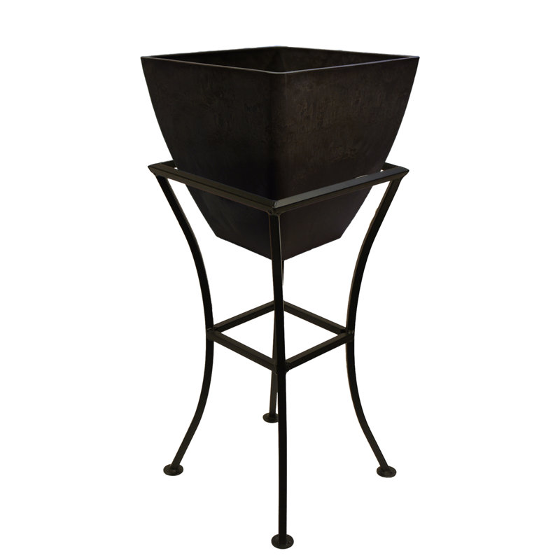 Lacefield Pot Planter, 27.8" H x 12" W x 12" D, Graphite