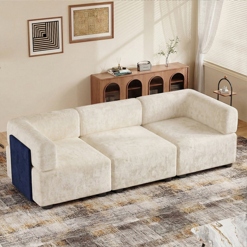 3 Seater Chenille Sofa, Beige