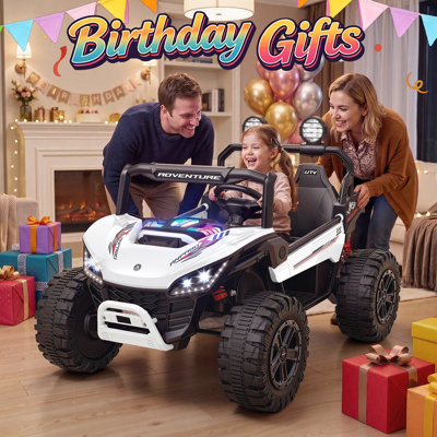 Dearauto XXL 24 V Voiture électrique pour enfants de 3 à 12 ans, 2 places, 800 W, avec télécommande, 4 moteurs de 200 W, lumières arc-en-ciel, vitesse maximale de 8,2 km/h, suspension, rangement, Bluetooth, cadeau idéal pour les enfants de 3 à 8 ans.