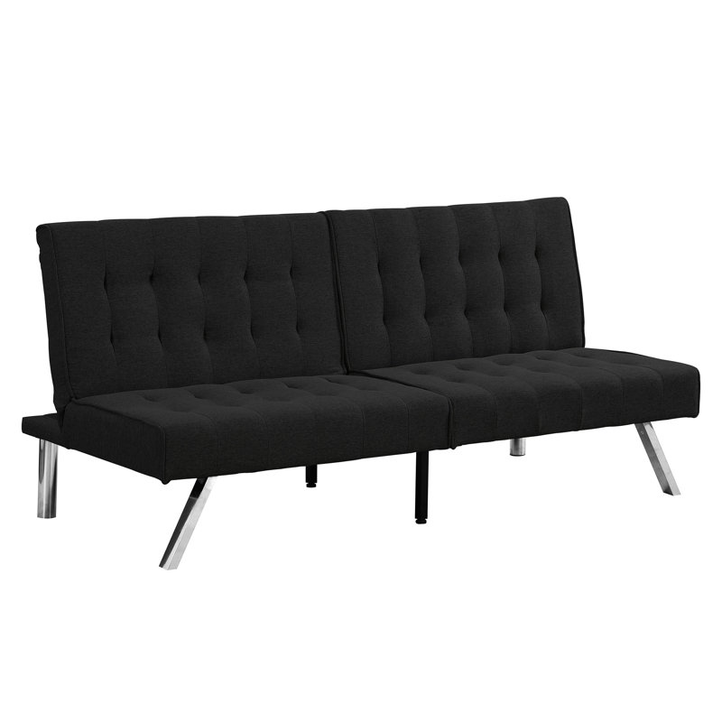 Bed In Black With Wood Frame And Stainless Leg For Extra Support 2 Seat Breathable Cushion, 33.08" H x 66.39" W x 33.63" D