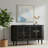 Farmhouse 60.01" Sideboard Cabinet with Storage, Wood Buffet Cabinet with Glass Doors and Adjustable Shelves for Kitchen, Dining Room-1451012638