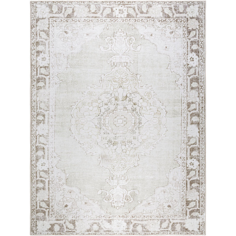 Our PNW Home x Livabliss Machine Washable Oriental Boho Cream Light Brown Area Rug, Rectangle 8'10" x 12'