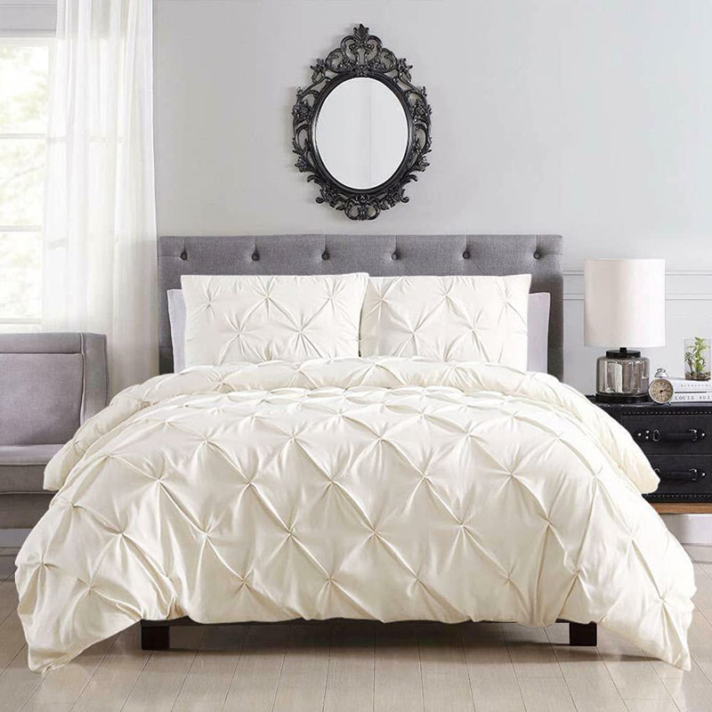 Ensemble d'édredon en microfibre, Édredon pour lit simple + 1 taie décorative stan, Jaune / or