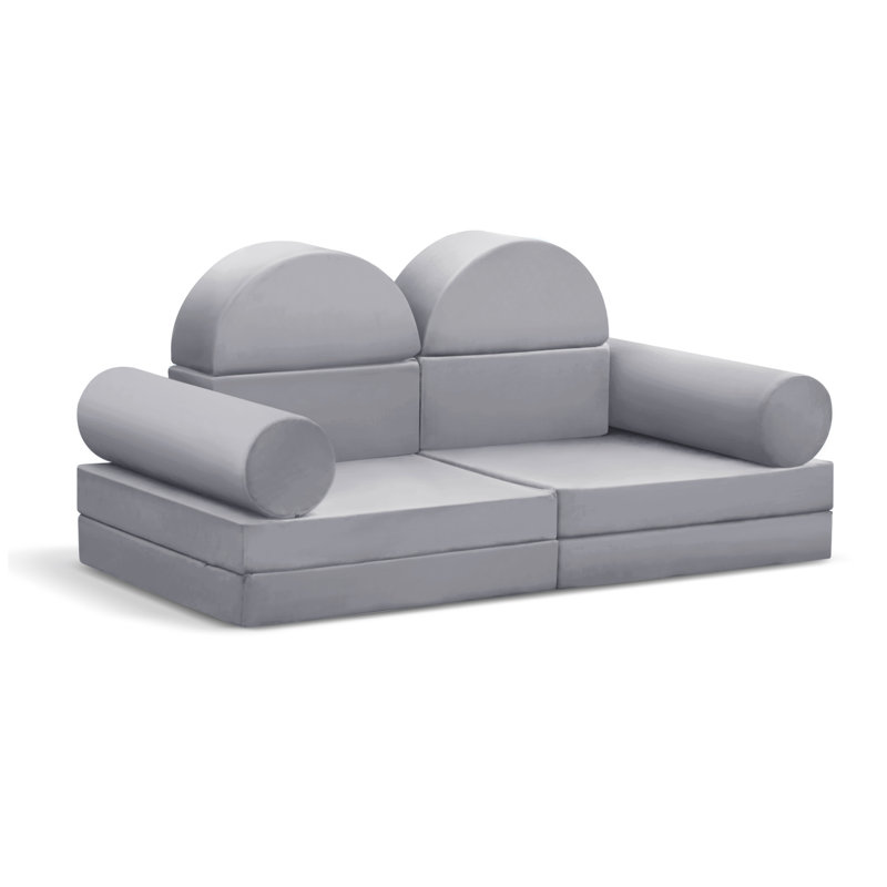 10-Piece Modular Kids Play Sofa For Playroom, Grey