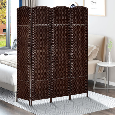 Paravent brun de 6 pi de hauteur. Écran d'intimité artistique avec fonction portable. Idéal pour les petites pièces tissées - brun. Élégant cinéma maison Partition. Affichage personnalisé de la charnière