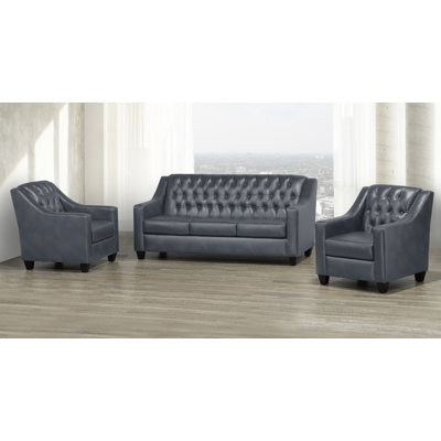 Debolt 3 Piece Genuine Leather Living Room Set