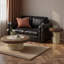 Ensemble de 2 tables basses gigognes avec placage en noyer et en travertin, tables d'appoint pour tables de salon