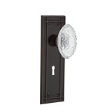 Crystal Victorian Interior Mortise Door Knob with Mission Long Plate