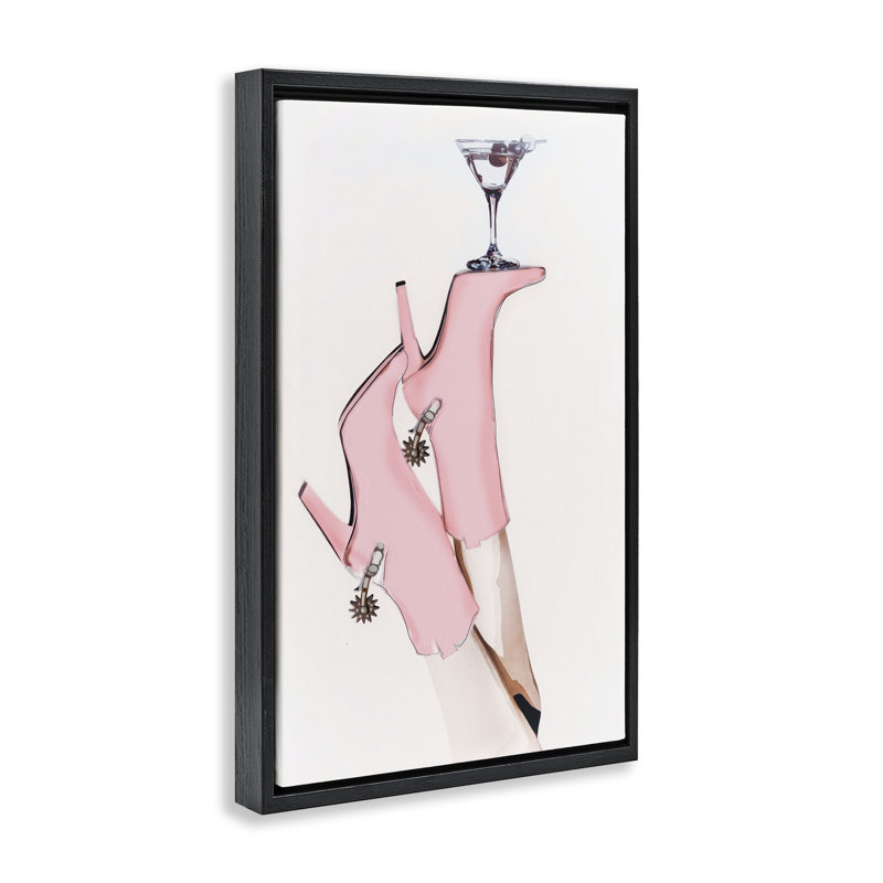 Art mural sur toile Martini, Cadre flottant noir de jais, H 25 po x l 17 po