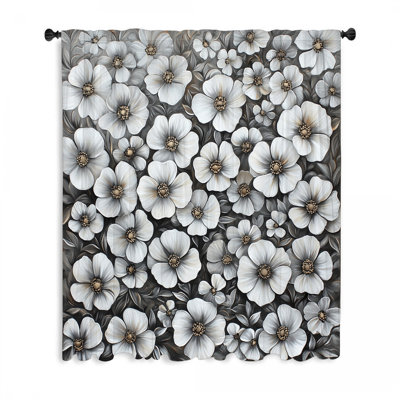 Rideaux à motif floral gris et occultant - 1 panneau