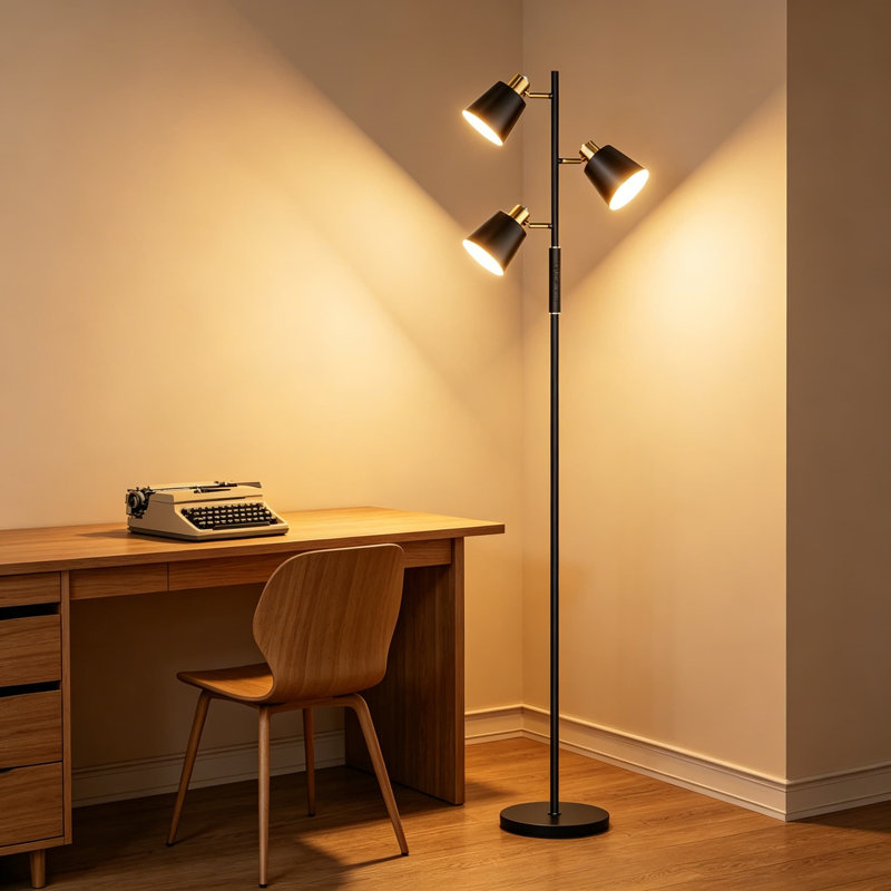 Lampe sur pied moderne avec télécommande, lampe sur pied à DEL à intensité variable de 2 500 lm, 3 lumières rotatives réglables, 4 températures de couleur pour le salon, la chambre à coucher et le bureau