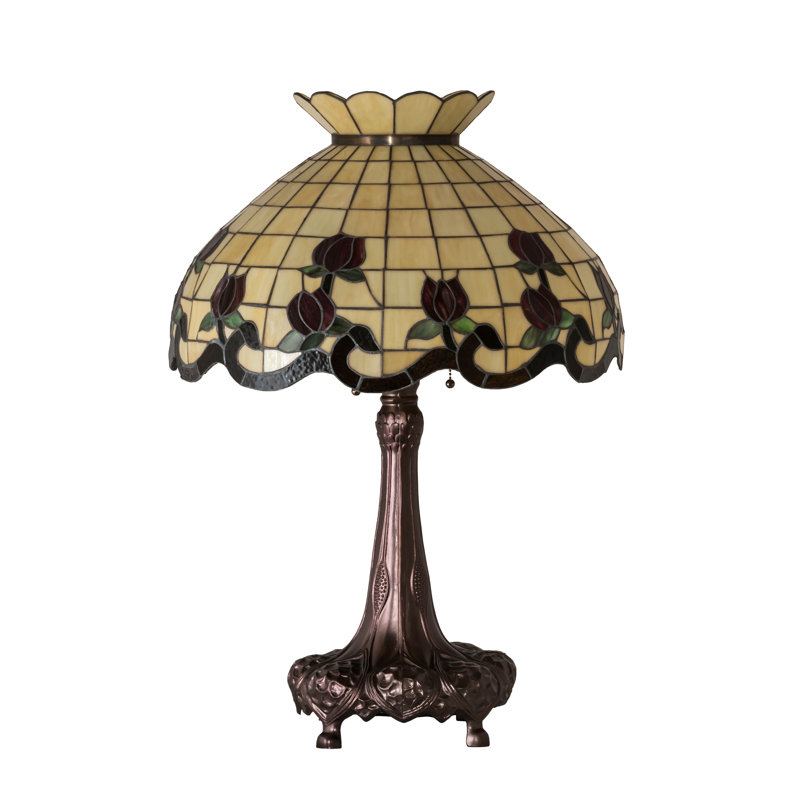 Lampe de table 33 "haute rose, Beige / Rouge / Vert, H 33 po x l 20 po x P 20 po