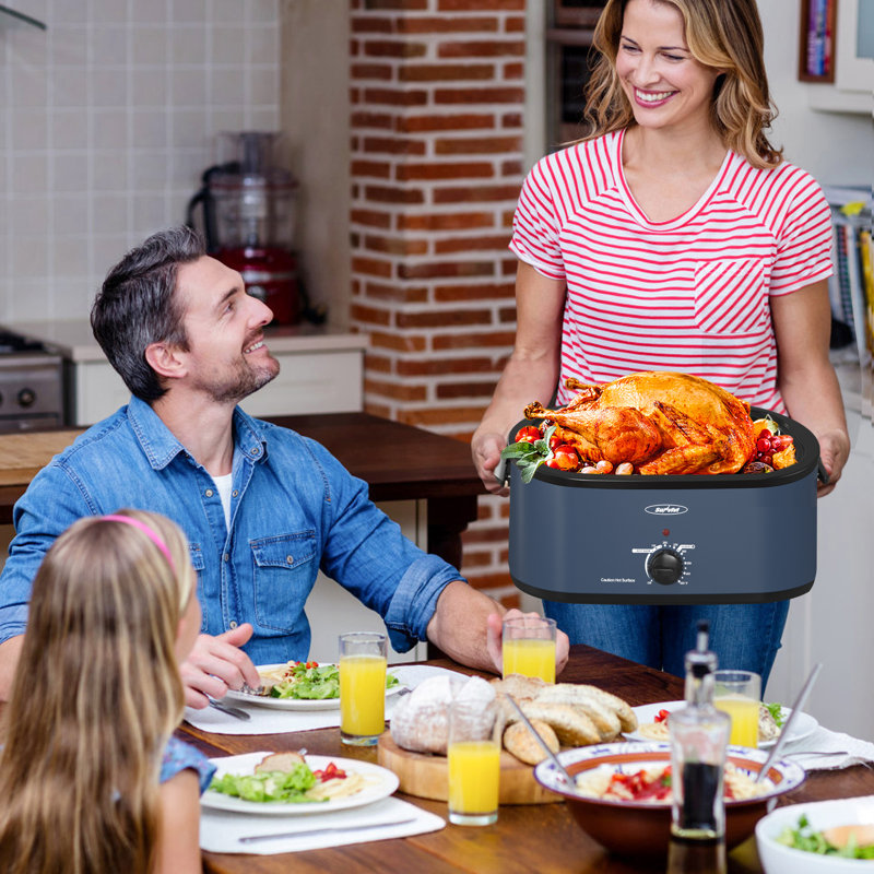 Sunvivi Electric Roaster Oven with Removable Pan, Blue, 24 quarts