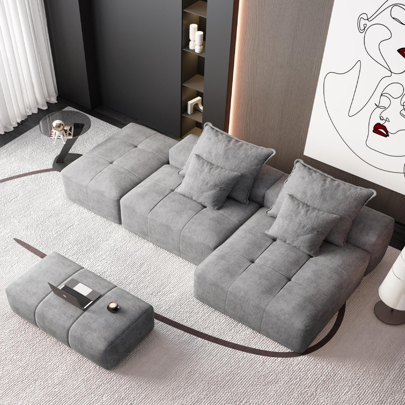 Canapé modulaire 127,56 po, canapé modulaire Cloud, canapé désossé surdimensionné pour le salon, chenille scintillante sans assemblage requis