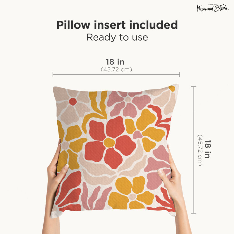 Floral Throw Pillow, Polyester