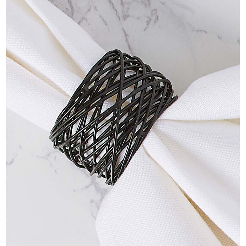  Rond de serviette noir Bird Nest